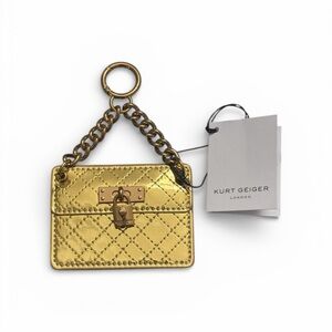 Kurt Geiger Gold Quilted Brixton Charm Keyring with Box